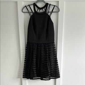Guess Black Tiered Halter Cocktail Dress
